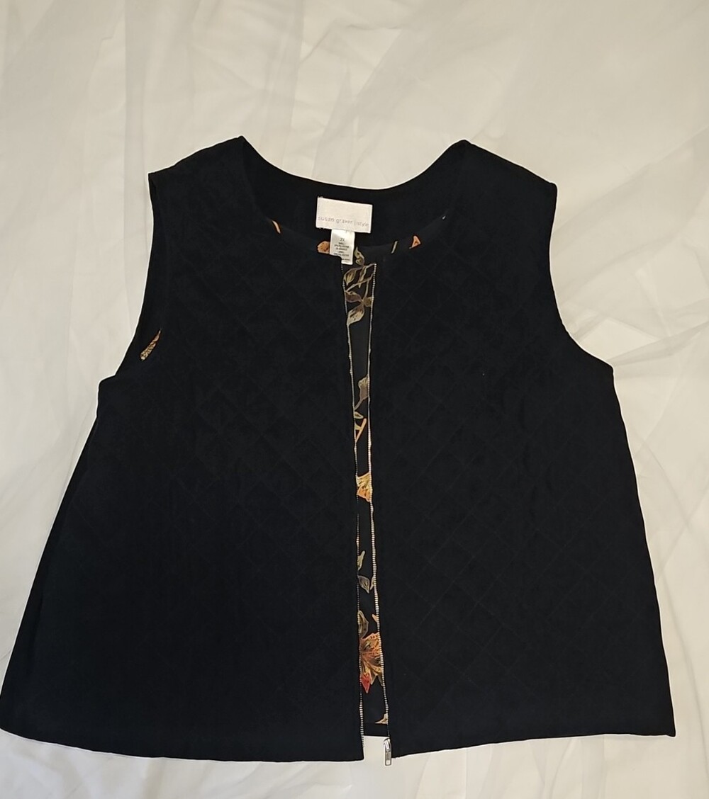 Susan Graver Black Quilted Vest